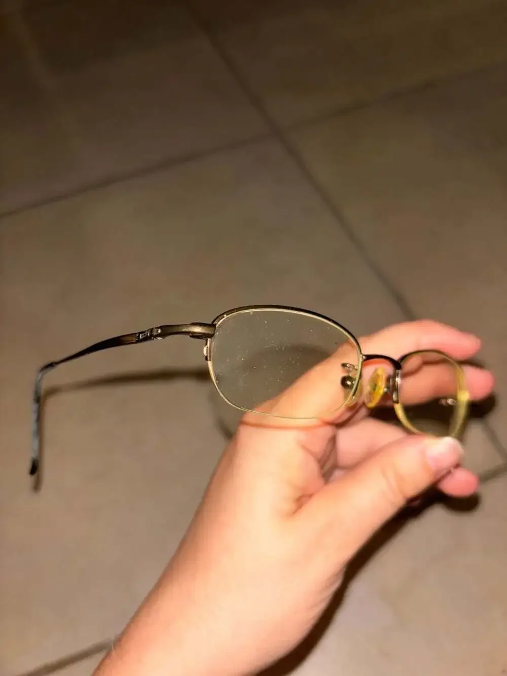 GUCCI Brown Metal Semi Rimless Eyewear Readers